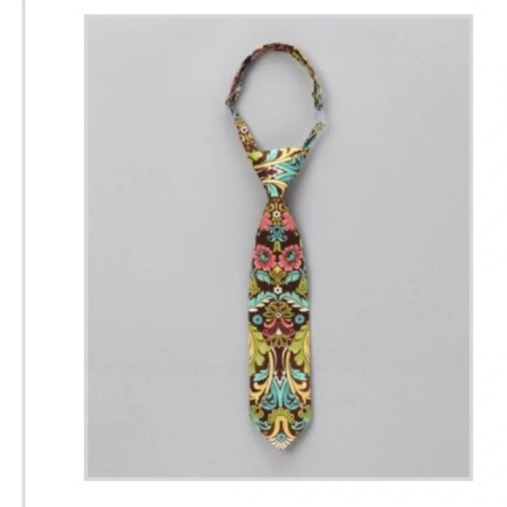 Trendy Ties Brown & Blue Damask Necktie. Size: 2T-4T